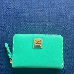 Dooney & Bourke wallet in turquoise. Medium Zip Around with 10 card slots